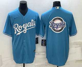 Mens Kansas City Royals Big Logo Blue Stitched MLB Cool Base Nike Jersey